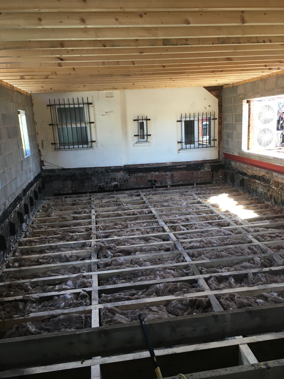 New floor joists across the full footprint